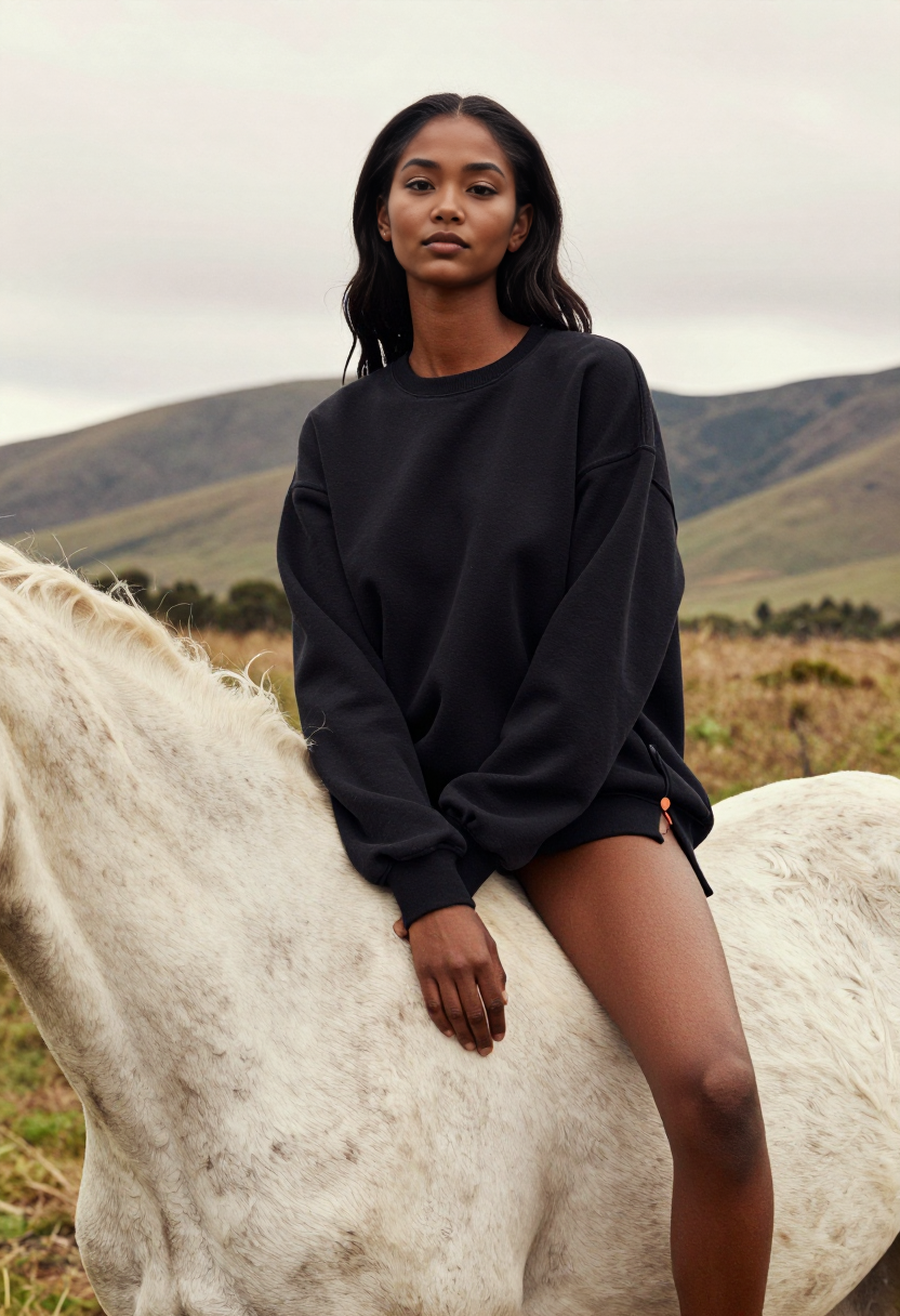 Black Oversized Sweatshirt And Black Shorts