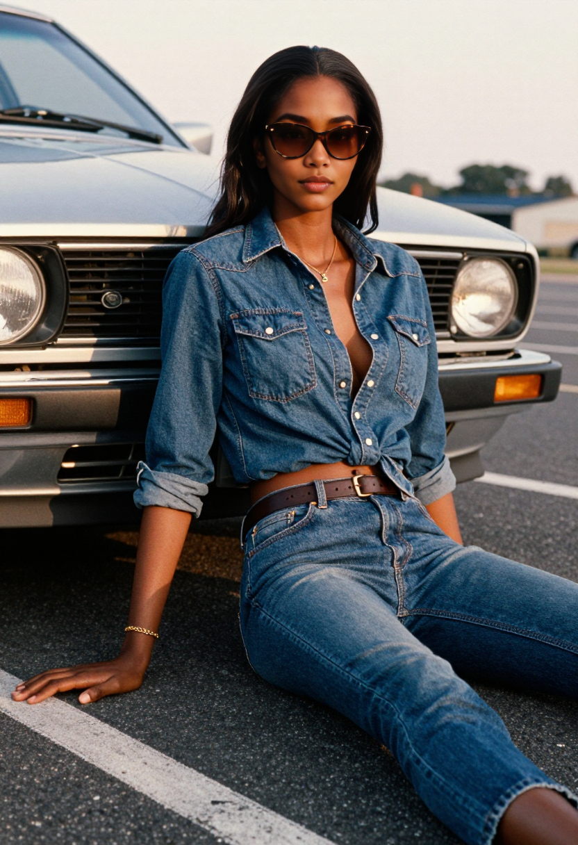 Blue Denim Shirt And Blue Jeans