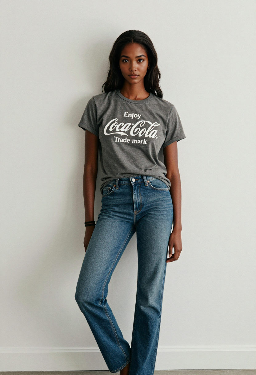 Grey Graphic Tee And Blue Jeans