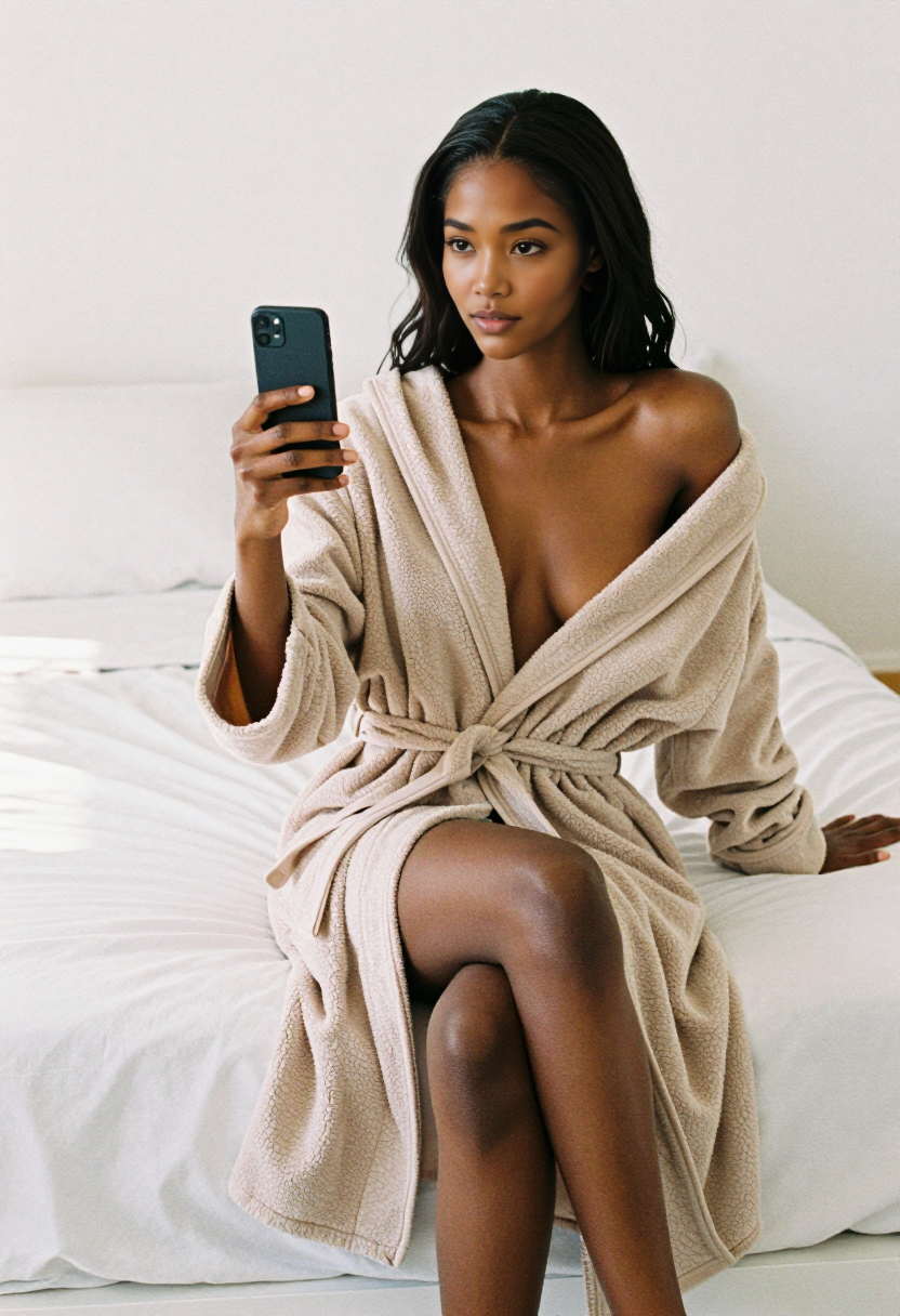 Beige Textured Robe
