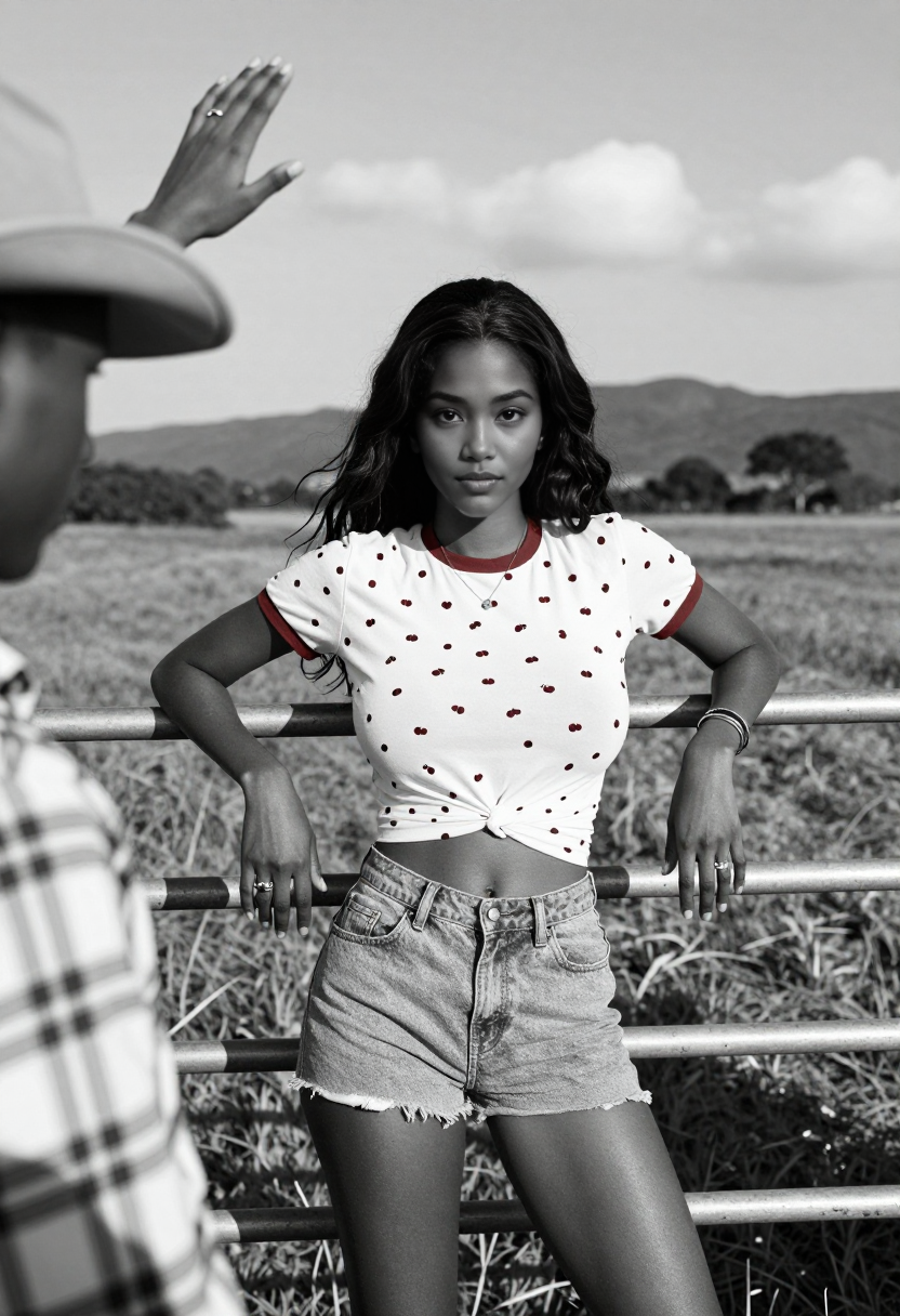 White Polka Dot Crop Top And Denim Shorts